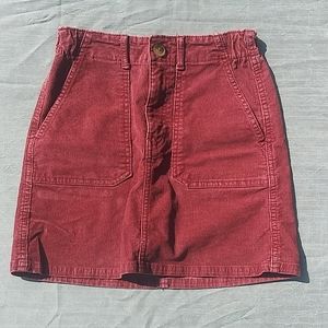 American Eagle 00 High Waisted Red Corduroy Skirt